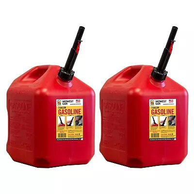 Midwest 5610 Red CARB Gas Can W/ Flameshield Spout 5 Gallon 2 Pack • $227.47