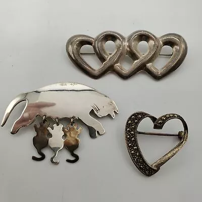 925 Silver Marcasite Brooch Lot • $9.99