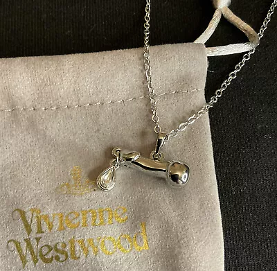 Vivienne Westwood Nana Punk Style Penis Crystal Drop Silver Tone Necklace #335 • $93