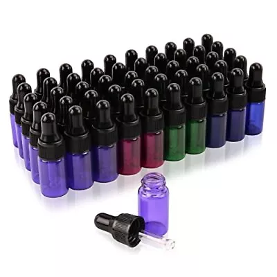 50 Pack 3ml Glass Dropper Bottles Mix Color Sample Vial With Glass Pipette Dr... • $26.01