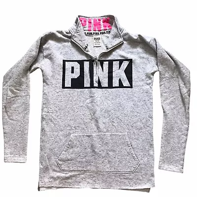 Pink Victoria's Secret Women's Gray Long Sleeve 1/4 Zip Sweatshirt Size XS • $6.99