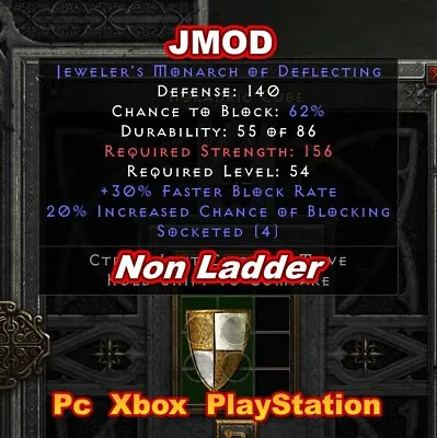 Jmod Jeweler's Monarch Of Deflecting 🔥 NON Ladder Diablo II Resurrected D2R • $14.99