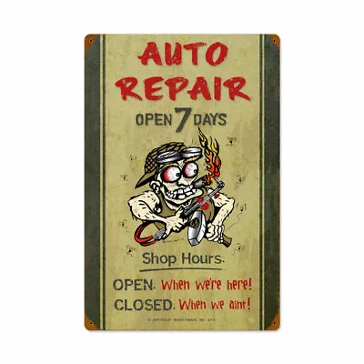 Vintage Style Metal Sign Auto Repair Shop Hours 16 X 24 • $57.95