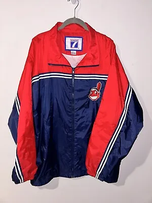 Cleveland Indians Logo 7 Vintage 90s Windbreakers Jacket Size Large LG MLB • $49.99