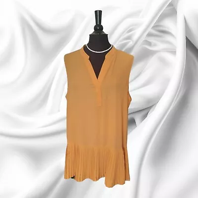 NEW Mustard Chiffon Longline Pleated Tier Tunic Occasion Top Size 18 • £11.99