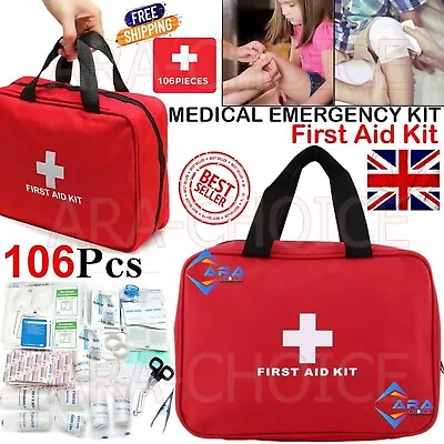 106pcs Medical Emergency First Aid Kit Bandage Bag For Travel Home Car Work New • £10.45