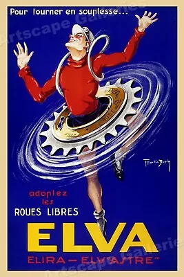 Elva - Elira - Elvastre 1940s Vintage French Cycling Advertising Poster - 16x24 • $13.95