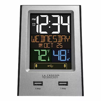 617-1614 La Crosse Technology Multi-Color Digital Alarm Clock With 2 USB Ports • $19.97