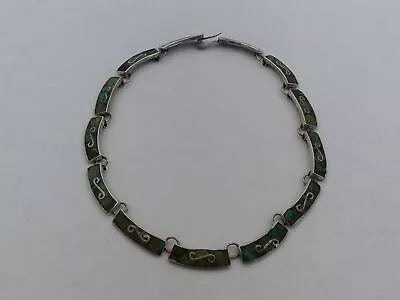 Vintage Taxco Sterling Silver Inlaid Stone 15  Necklace LC-6 • $59.99