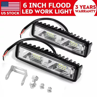 2X 6 Inch LED Work Lights 48W 12V Driving Strip Flood Beam Light Bar SUV Offroad • $11.95