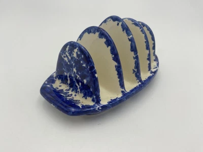 £12 • Buy Vintage White And Blue Toast Rack With 4 Slots - Toast Rack Napkin Holder