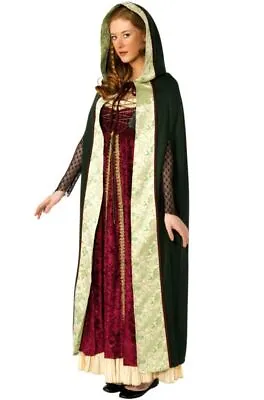 Green Long Camelot Cape With Hood Medieval Renaissance Princess Queen Cloak • $20.90