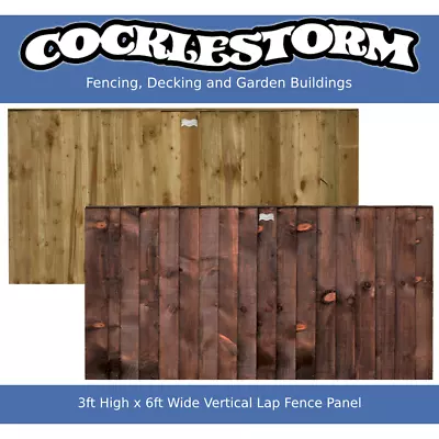 3ft High X 6ft Wide Vertical Lap Feather Edge Timber Garden Fence Panel • £34