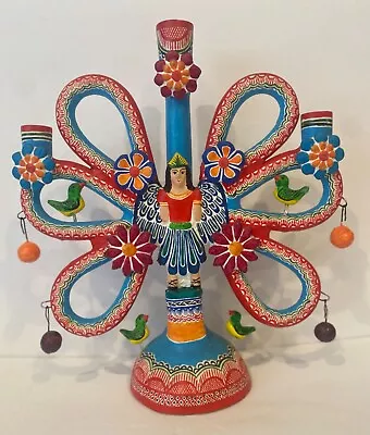 Vintage Mexican Pottery Saint Michael Tree Of Life Signed Alphonso Castillo • $95