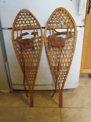 Vintage Wooden Snowshoes Size   35` Long By  11`` Wide  Nice   (3806 • $59.99