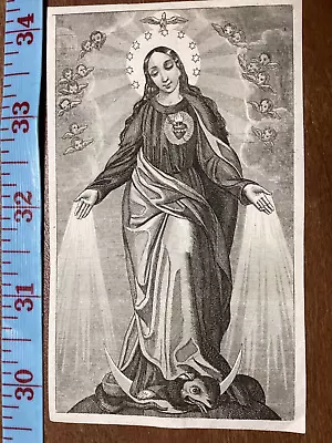 Antique Holy Card  Print 1800’s Immaculate Heart Virgin Miraculous Medal Print • $6.50