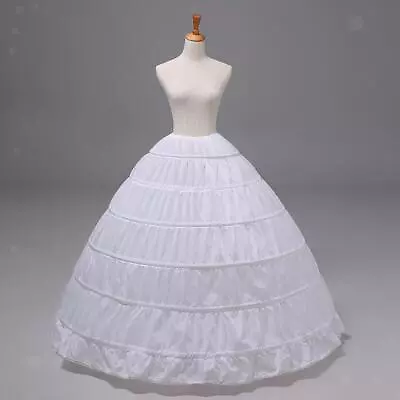  White Long 6 Hoop Full Petticoat Wedding Ball Gown Crinoline Skirt • $24.17