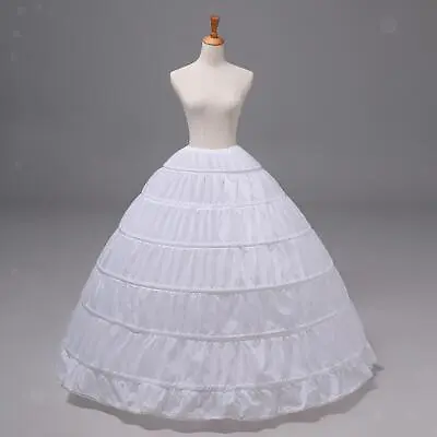 White /Black Long 6 Hoop Full Petticoat Wedding Ball Gown Crinoline Skirt • $26.88