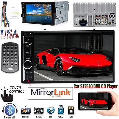 2DIN Car Stereo CD DVD In Dash Bluetooth MirrorLink USB TouchScreen Radio Player • $82.30