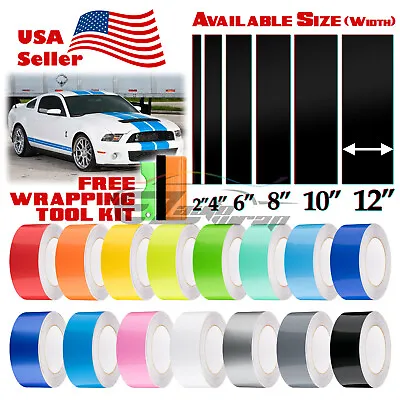 Gloss Color Racing Stripes Vinyl Wrap For Ford Mustang Stripe Sticker 10FT /20FT • $19.94