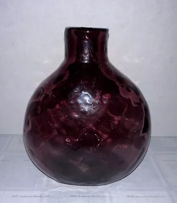 Vintage Handblown Art Glass Amethyst Purple Plum Stem Bud Vase 5.5” • $28