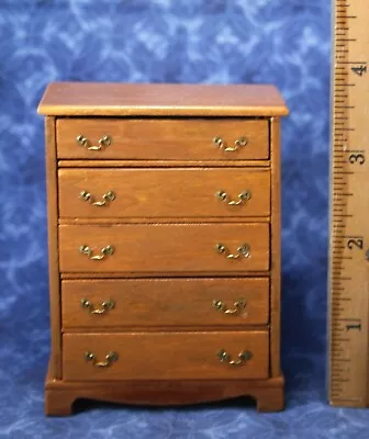 Vtg Dollhouse Miniature Wood DRESSER Chest Of Drawers 1:12 Working Drawers • $13.99