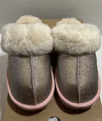 NIB Girl's Slippers UGG Kids Cozy II Glitter Big Kid Sz 6! Free Shipping! • $104.95