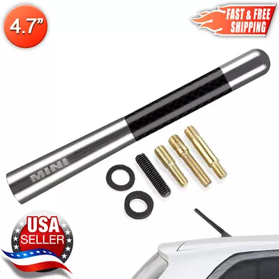 MINI Carbon Fiber Antenna Silver Aluminum Short 4.7  Inch For Mini Cooper • $11.87