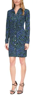 Michael Kors Women's Zebra Print Ruched Mini Dress Royal Size XS • $29.95