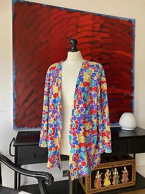 80s -90s Floral Jacket Women’s Size XL With Shoulder Pads Colourful Festival • £19.99