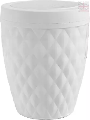 Addis 518030 Diamond Style Round Swing Lid Bathroom Bin White • £16.08