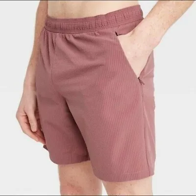All In Motion Mens Seersucker Shorts Athletic Shorts Zip Pockets 30 • $8