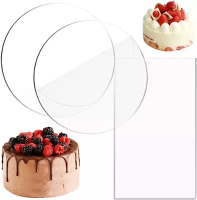 BUZIFU Display Stands Set Of 2 Acrylic Ganaching Plates Cake Disc Non-Sticky Cak • £12.34