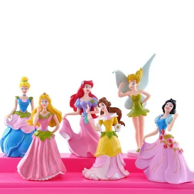 6PCS Princess Toy Cake Topper Cinderella Snow White Belle Mixed Figures Model • £9.98