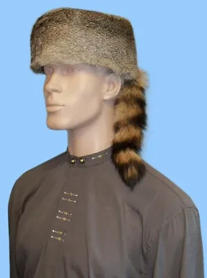 Fur Hat! New Mens Davy Crockett-coonskin Style Genuine Raccoon Tail-rabbit  • $89.95