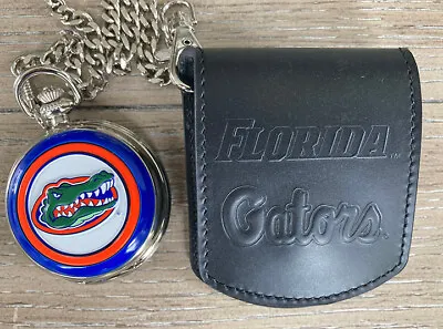 Danbury Mint NCAA Florida Gators Pocket Watch W/Chain & Leather Belt Pouch • $130