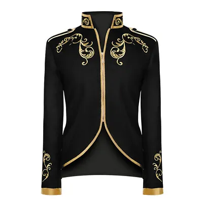 Men Baroque Embroidered Suit Fancy Dress Blazer Medieval Jacket Coat Showman Fit • $44.99