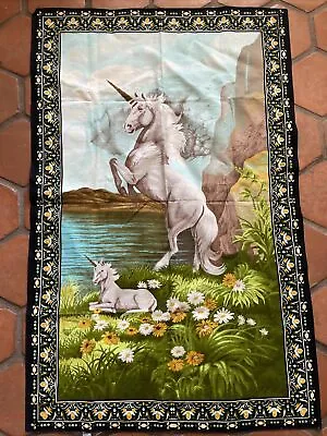 Vintage Wall Tapestry Medieval Mother Daughter Unicorn ATC NY Fantasy 34x53 • $59.95