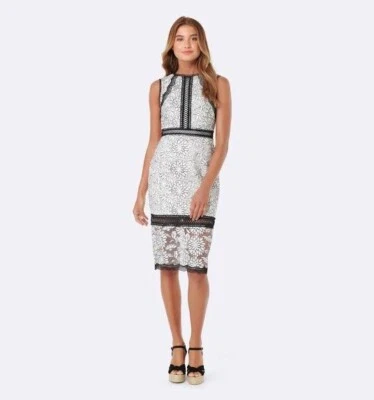$40 • Buy Forever New Black And White Lace Dress Derby Day Size 10