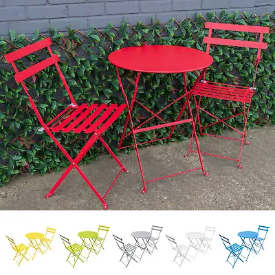 Woodside Aylsham Outdoor Garden Patio Folding Table & Chair Bistro Set 6 Colours • £59.99