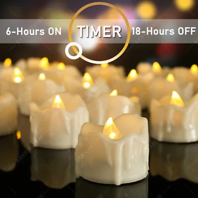 £9.99 • Buy 12Pcs LED Tea Lights Flameless Flicker W/ Timer Candles Lamp Battery Operated