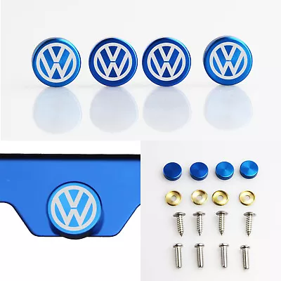 Laser Etched 4 Blue Aluminum Volkswagen Vw License Plate Frame Screw Cap New • $13.99