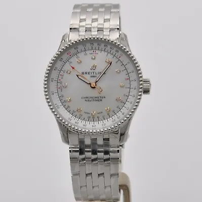 Breitling Navitimer Automatic 35 Mother-of-Pearl Diamonds Steel A17395211A1A1 • $4199