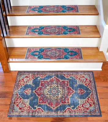 $142.34 • Buy Bohemian Stair Rug, Stair Treads, Stair Runner Rug, Machine Washable Carpet