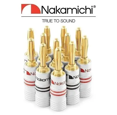 Nakamichi 24k Gold Plated 4mm Banana Plug Cable Wire Audio Speaker Connector • £23.99