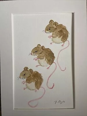 Three Wood Mice Watercolour Signed Original Art Vintage Cottage • £18