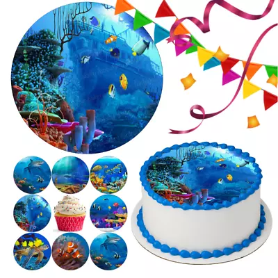 Fish Sea Cake Topper Party Decoration Edible Birthday Gift Celebration Aquarium • £6.49