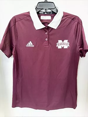 Adidas Mississippi State Shirt Men’s Large Maroon Red & White Short Sleeve Polo • $19.87