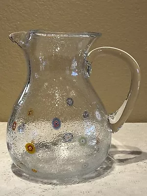 Millefiori Art Glass Bubble Glass Pitcher 9  Tall • $65