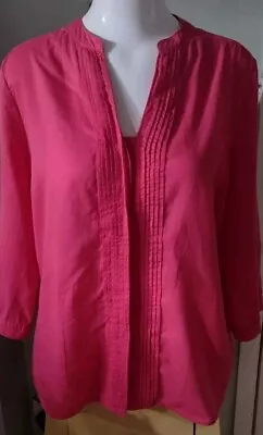 Jaeger Top~Size 14~3/4 Sleeve ~Fuchsia~Cotton~Good Pre Loved Condition  • £1.83